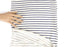 Cream and Heather Dark Blue Narrow Stripe Cotton Blend Sweater Knit Fabric by the yard